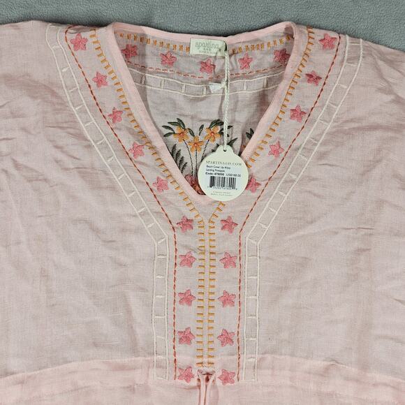 Spartina 449 Beach Cover-Up Women's OS Alljoy Pineapple Embroidered Linen Blend - Picture 2 of 11